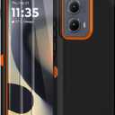for Motorola Edge 2024 Case, with 2 Screen Protector Heavy Duty Drop Protection,Full Body 3 in 1 Rugged Shockproof Dust-Proof Tough Protective Phone Cover for Moto Edge 2024 (Orange)