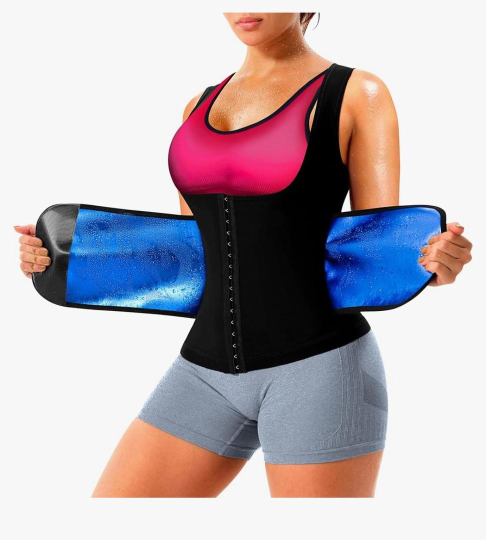 Sauna Suit for Women Slimming Shirt Sweat Vest Heat Trapping Tank Top Workout Shaperwear,Adjust Belt,Breathable Armpit, XL