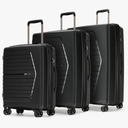 Luggage Sets 3 Piece Expandable Suitcase Set, PP Hardshell Suitcase with Spinner Wheels,Lightweight Carry On Luggage with TSA Lock,Black, OD-PP-7015
