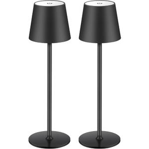 BGFHome Cordless Table Lamp LED Desk lamp, 5000mAh Rechargeable Touch Night Light Wireless Minimalist Design for/Restaurant/Bedroom/Bars/Outdoor Party/Camping/Coffee Shop (2 Pack Black)