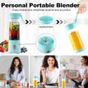 COKUNST Portable Blender, USB Rechargeable Personal Size Blenders, Smoothie Blender with 6 Blades for Protein & Shakes, Mini juicer with Extra Handle Lid for Travel Sports Outgoing, 18oz, Green