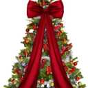 JOICEE Extra Large Christmas Tree Topper Bow, 20 x 47 Inches Christmas Wine Red Stain Bow Giant Xmas Wreath Bows Decorations for Tree Topper Door Home Wall Party Holiday Birthday Wedding Decor