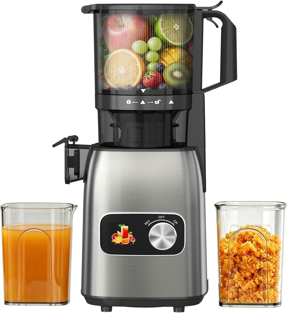 COWSAR Cold Press Juicer, Advanced Touch Controls Juicer Machines with 5.4" Wide Feed Chute, Quiet Motor High Juice Yield Slow Masticating Juicer for Whole Fruits & Vegetables