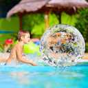 Civaner 10 Pcs Inflatable Glitter Beach Balls 16 Inch Large Sparkly Confetti Pool Balls Clear Blow up Balloon Toys for Wedding Baby Shower Birthday 2026 New Year Party Decoration(Silver,Glitter)