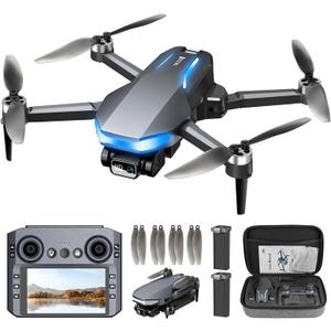 GPS Drone with 2K Camera for Adults, 5G FPV Foldable Drone with 4.5" Screen Controller, Brushless Motor, Tap Fly & Circle Fly, GPS Auto Return, Follow Me, Long Flight Time RC Quadcopter for Beginners (Grey)