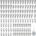 120 Pcs Stainless Steel Pendant Clasps for Necklaces, Pinch Clip Bail Clasp Necklace Pendant Connector Jewelry Findings, 6 Sizes Assortment for DIY Necklaces and Bracelets Jewelry Making Supplies