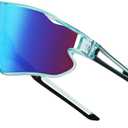 DUCO Kids Sunglasses Youth Baseball Sun Glasses Lightweight TR90 Frame UV400 Sports Cycling Shades for Boys Girls DK268 (Clear Blue Frame Black Temple Revo Blue Lens)