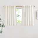 NICETOWN Linen Burlap Short Kitchen Curtains 36 inches Long, Rod Pocket & Back Tab Semi Sheer Flax Linen Weve Window Treatments Privacy with Light Filtering for Cafe, W42 x L36, 2 Panels