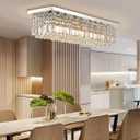 Modern Rectangle Chandelier Linear Crystal Pendant Hanging Ceiling Light Fixture