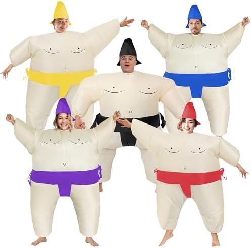 NiSotieb 5 Packs Funny Inflatable Sumo Wrestler Costume Sumo Suit Adult Blow up Costume for Halloween/Birthday/Carnival