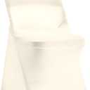 Peomeise Stretch Spandex Folding Chair Cover for Wedding Party Dining Banquet Event (Ivory, 12pcs)
