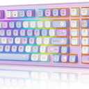 F98 Creamy Keyboard with Number pad, Hot Swappable Mechanical Keyboard Wireless with Knob, RGB Backlit Thocky Pink Keyboard BT 5.0/2.4G/USB-C for Mac, Laptop, PC Gaming Keyboard
