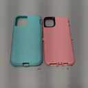 YKHJKLEC for iPhone 11 Pro Max Case, Military Grade 3 in 1 Heavy Duty Shockproof/Drop Proof/Dust Proof Case with 2Pcs Tempered Glass Screen Protector (Aqua Blue/Pink)