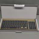 Wireless Keyboard and Mouse Ultra Slim Combo, TopMate 2.4G Silent Compact USB 2400DPI Mouse and Scissor Switch Keyboard Set with Cover, Batteries Included, for PC/Laptop/Windows/Mac - Gold Black