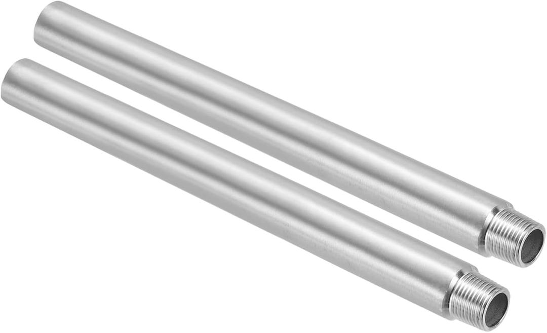 PATIKIL 304 Stainless Steel Pipe Fitting 3/8" NPT Male to 3/8" NPT Female Thread, 2 Pcs 10inch/250mm Length Nipple Cast Pipe Coupling Fitting Connector