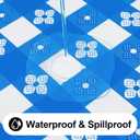 Square Vinyl Table Cloth, Waterproof Elastic Fitted Tablecloth with Flannel Backing, Plastic Table Cover for Picnic, Camping, Outdoor (Blue & White, 36"x36")