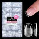 UNA GELLA Gel Nail Tips Square & Squoval Short, 504pcs Short Round Square Nail Tips Pre Etched Squoval Soft Gel Clear Fake Nails Full Cover For Nails Extension Home DIY Salon 12 Sizes