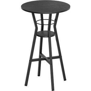 YATINEY Bar Table, 2-Tier Round High Top Table, Pub Table, Home Bar Counter Height, Bistro Tables, for Kitchen, Living Room, Meeting Room, Pub, Black BT03BB