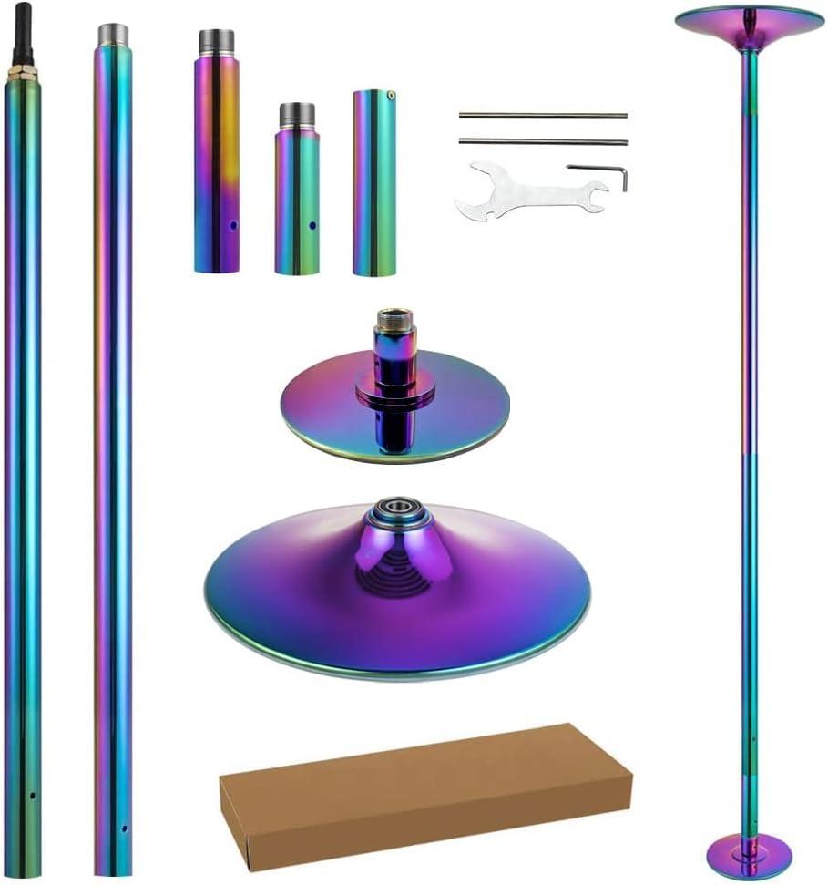 Dance Pole Set -Premium Height Adjustable 7.38-8.85ft Portable 45mm Diameter 360Spinning Dancing Pole for Home,200KGS Capacity, Drill-Free Installation with Floor-to-Ceiling Stability (Colorful)