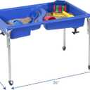 Children's Factory Neptune 24" Large Sensory Table, Sandbox with Lid, Water Table for Kids Blue