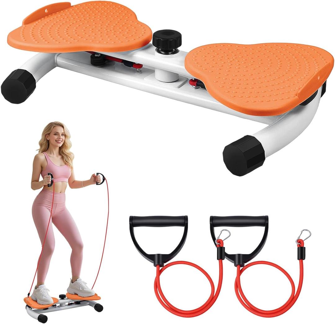 Waist Twister Machine, Ab Twister Board with Resistance Bands - 300 lbs Capacity Home Exercise Equipment for Belly Fat, Core Workout - Noiseless & Anti-Slip for Women/Men (Orange)