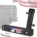 Hitch Mount Flagpole Holder, Heavy-Duty Flag Pole Holder for 1.6" Hitch, 2 Models (Single Hole & Dual Hole with Design), Flag Holder for Jeep, Truck, SUV, RV, Camper (Single Hole)