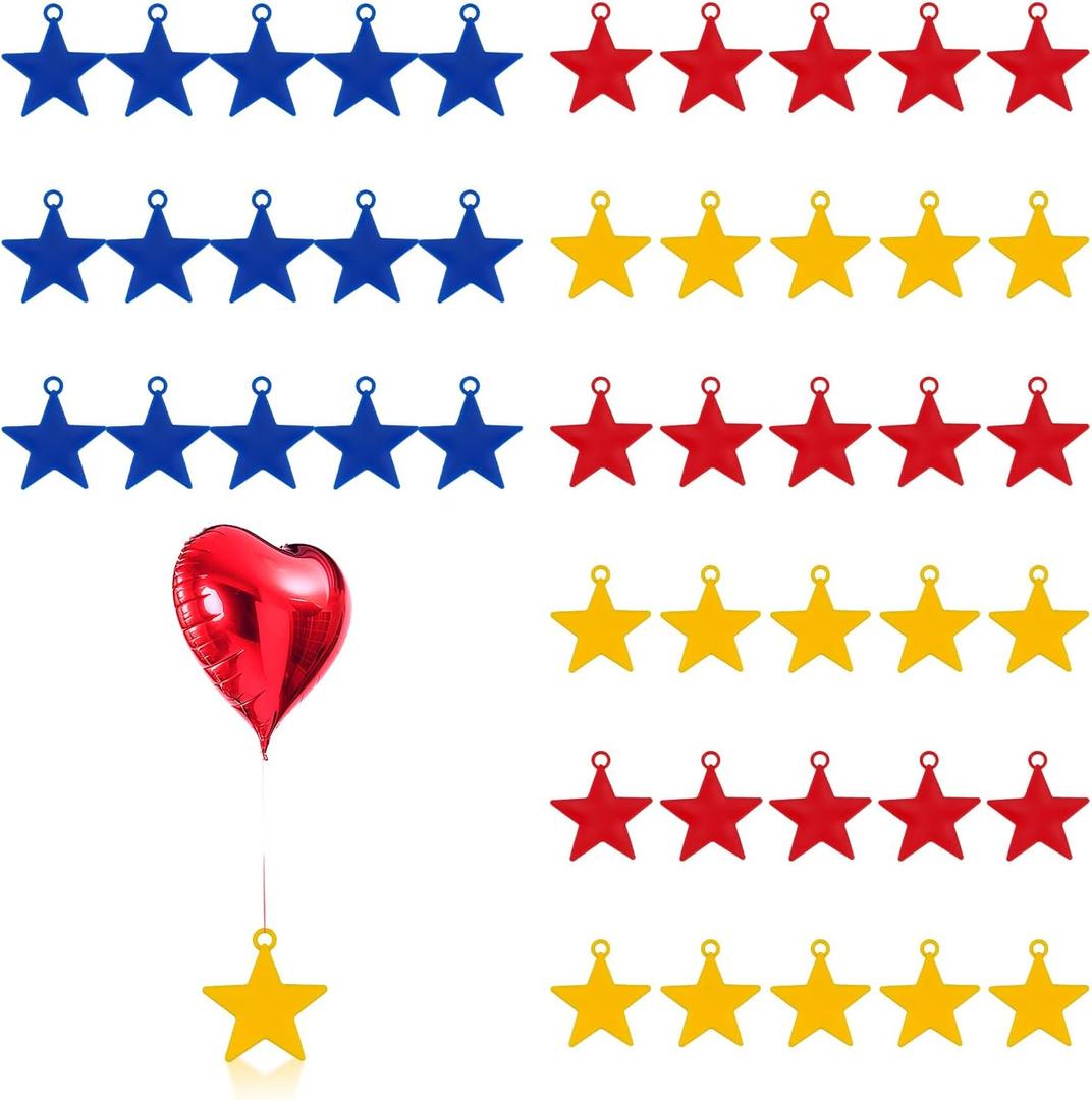 BOROSO 45PCS Balloon Weights Colorful Plastic Heavy Balloon Pendants Wedding Birthday Party Balloons Accessories For Helium Balloon Decoration (Star)