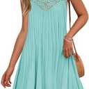 ZESICA Women's 2025 Summer Halter Chiffon Mini Dresses Sleeveless Hollow Out A Line Flowy Ruffle Beach Vacation Sundress, M, Mint