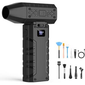 Electric Compressed Air Duster, 110,000RPM Cordless Portable Air Blower Mini Powerful Jet Dry Blower 100 Adjustable Speed Levels Rechargeable for Keyboard, PC, Car Cleaning