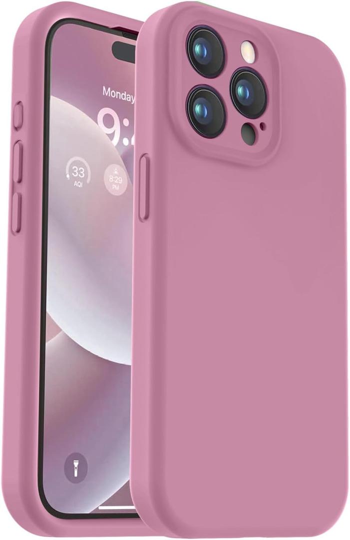 Vooii Compatible with iPhone 15 Pro Case, Upgrade Liquid Silicone, [Enhanced Camera Protection] [Soft Anti-Scratch Microfiber Lining] Shockproof Phone Case iPhone 15 Pro 6.1 inch - Lavender Purple