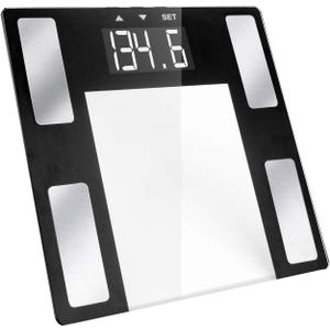 Vivitar PS-V163-S Body Analysis Digital Bathroom Scale With An Easy To Read LCD Display Wireless Weight Smart Body Fat Scale Sleek Tempered Glass Platform, Large Display, 400 Pounds, Silver