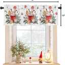 Christmas Valances for Windows Gingerbread Candy Cane Christmas Kitchen Curtain Valances Rod Pocket Xmas Ball Window Curtain Treatment Topper Curtains Seasonal Valance Christmas Decor, 42x12 Inch