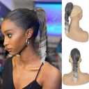 Oseti Silver Grey Ponytail Extension for Black Women Synthetic Salt & Pepper Ponytail Spiral Curly Drawstring Pony Tails, 14inch Short Gray Hair Ponytail Extensions Clip in Hairpiece for Women Girls