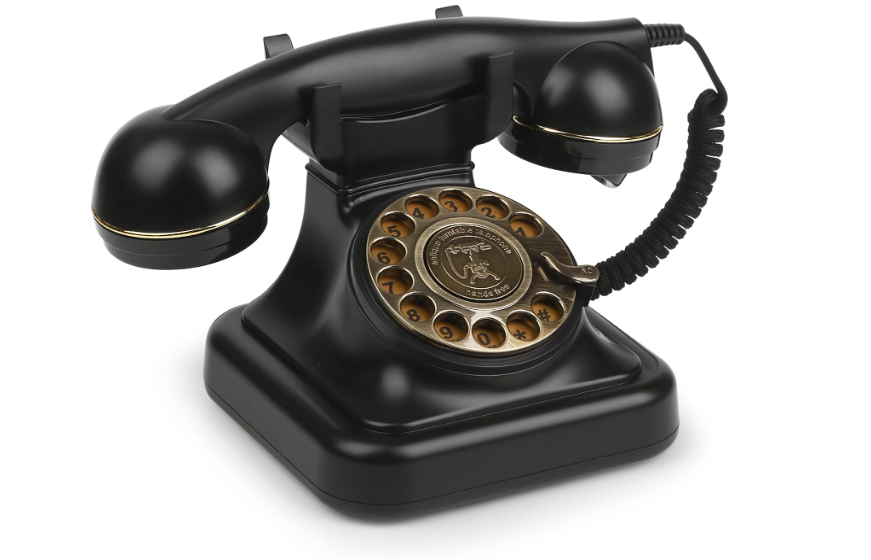 Retro Rotary Landline Phones with Mechanical Ringer, Volume Control, Redial, No AC Power Required Vintage Corded Phones Old Fashioned Antique Telephone for Home Office for Decor