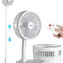 AICase Stand Fan,Folding Portable Telescopic Floor/USB Desk Fan with 10800mAh Rechargeable Battery,4 Speeds Super Quiet Adjustable Height and Head Great for Office Home Outdoor Camping-White