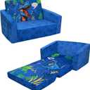 Foldable Kids Sofas Couch 2 in 1 Children Convertible Sofa to Lounger Flip Open Toddlers Sofa Bed (Dinosaur)