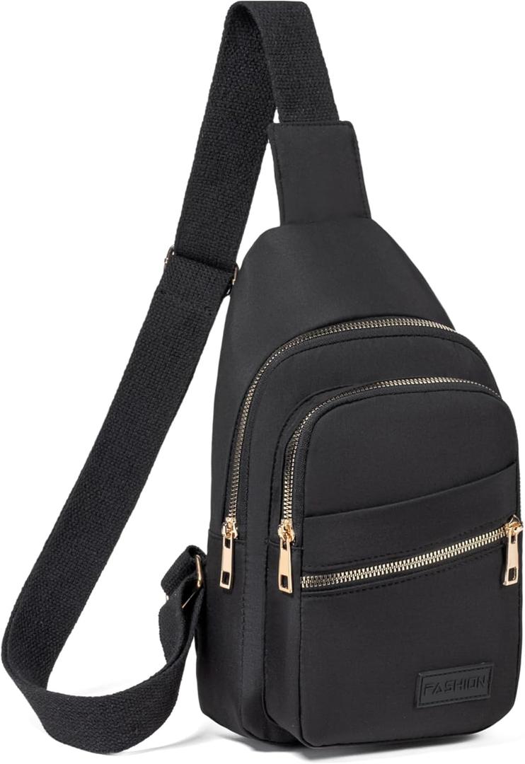 Small Crossbody Sling Backpack Sling Bag for Women, Chest Bag Daypack Fanny Pack Cross Body Bag for Outdoors Hiking Traveling - Black