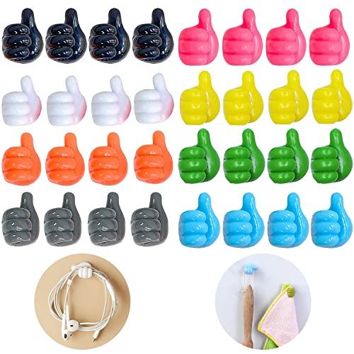 Self Adhesive Thumb Hooks, Waterproof Cable Holder Wire Cord Clip Management, Cute Thumb Cord Holder for Desk, Wall, Key (Multicolor)