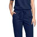 allheart Scrubs for Women & Men Medical Scrub Set with V-Neck Top & Cargo Pants Nursing Uniform with 6 Pockets, M, Navy