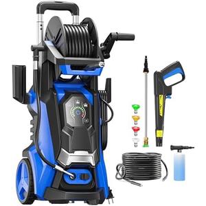 Electric Pressure Washer 5000PSI-Max 3.6GPM Power Washer Touch Screen Adjustable Pressure,4 Nozzles and 500ml Foam Cannon Power Washer Cleaning for Patio Blue