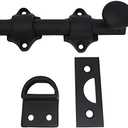 QCAA Solid Brass Dutch Door Bolt, 4", Matte Black, 1 Pack, Made in Taiwan