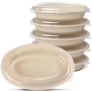 Celel 50 Pack 28 Oval Paper Bowls with Lids, Microwavable Oval Disposable Containers for Burrito, Salads, Pasta, Com-postable Meal Prep Food Containers - 50 Bowls 50 Lids