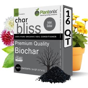 Char Bliss (16 Qts) - Organic Biochar for Plants - OMRI-Listed Biochar Soil Amendment Organic - Bio Char for Plants - Horticultural Charcoal for Plants, Potting Soil, Garden Soil, & Potting Mixes