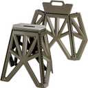 18" Folding Step Stool Chair, 500lb Capacity - Collapsible Stool with Handle, No Assembly, Non-Slip Textured Surface - for Kitchen, Bedroom, Camping, Portable Stool, Green 1 Piece