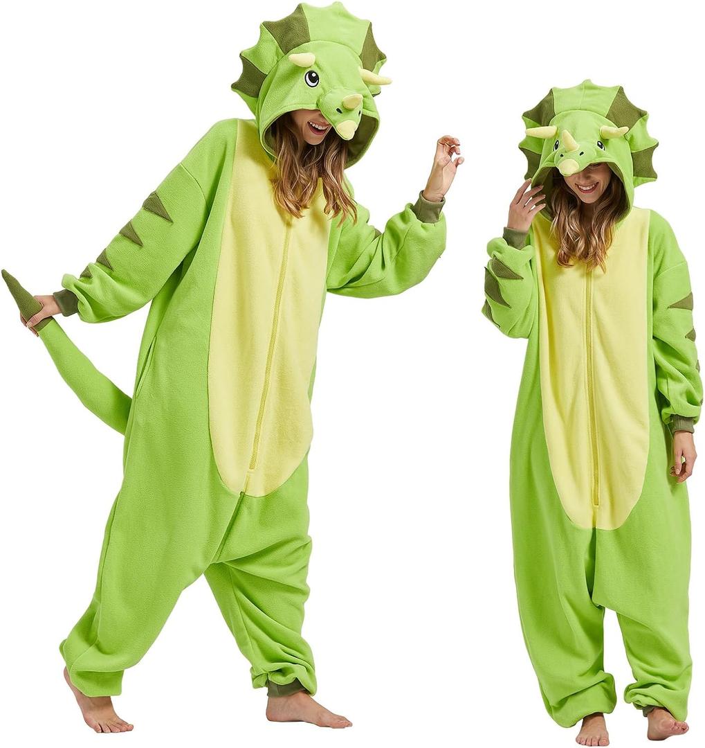 Triceratops Onesie Pajamas Triceratops Costume Dinosaur Halloween Christmas One-Piece Cosplay (XX-Large)