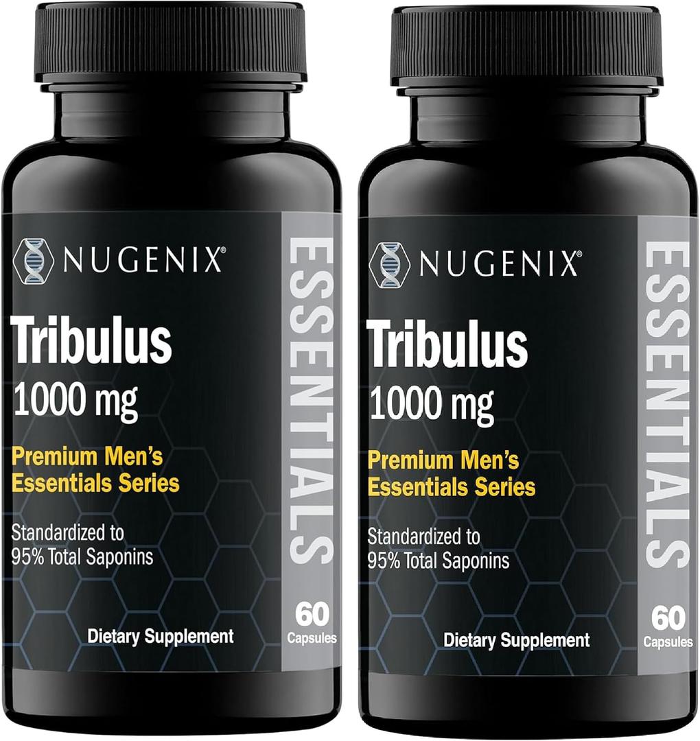 Nugenix Essentials Tribulus Terrestris for Men Extract - 95% Total Saponins, 1000mg High Potency, Extra Strength, 120 Count, Expiry: 07/2027