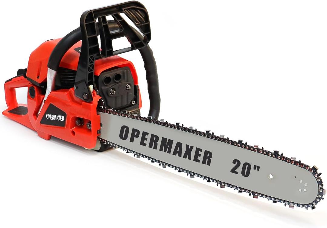 58CC 20 Inch 2-Cycle Gas Chainsaw, 12500r/min 3.8 HP Gas Power Chainsaws Handheld Cordless Chain Saw, Protective Design for Forest, Garden and Farm Tree Wood Cutting Use