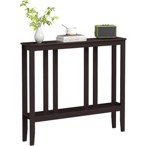 ELYKEN Bamboo 2-Tier Narrow Console Table, 36.2" Long Slim Sofa Table Behind Couch for Entryway, Hallway, Living Room, Brown