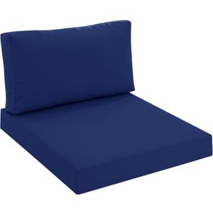 Patio Furniture Cushions Replacement, Outdoor Deep Seat Couch Cushion and Backrest Pillow with Waterproof Removable Cover for Sectional Sofa Set, 25.6 x 25.6 Inch, Navy