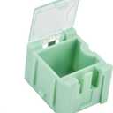 50pcs/Set Green SMT SMD Container Box, Electronic Components Parts Storage Case with Transparent Lid, Mini Component Assortment Storage Box, Tool Organizers